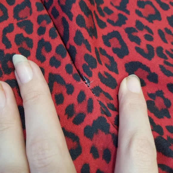 90s Red Cheatah Fitted Flare Pants - Picture 12 of 16